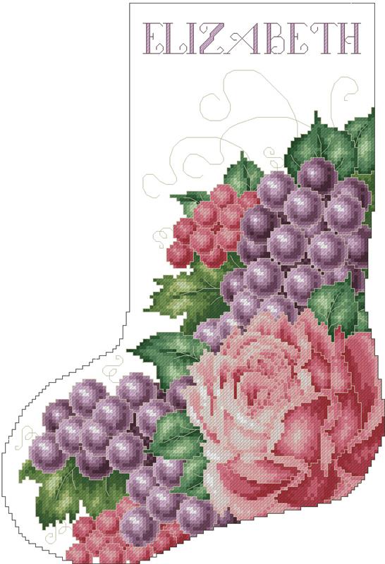 (image for) Rose And Grapes Christmas Stocking